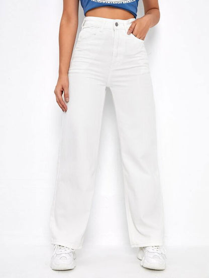 IMSONS White High-Waist Loose Straight  Jeans. - THE IMSONS