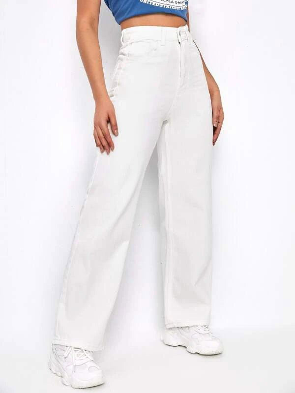 IMSONS White High-Waist Loose Straight  Jeans. - THE IMSONS