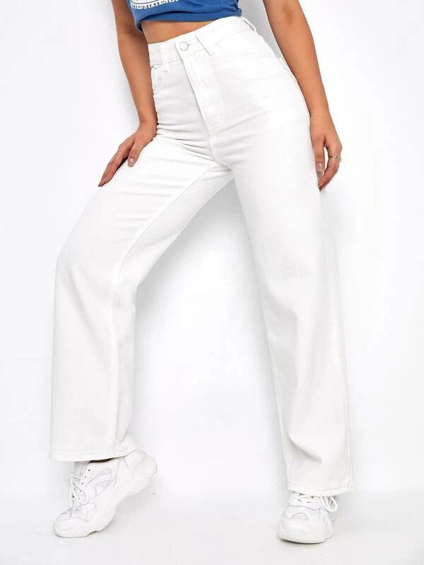 IMSONS White High-Waist Loose Straight  Jeans. - THE IMSONS