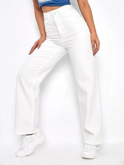 IMSONS White High-Waist Loose Straight  Jeans. - THE IMSONS