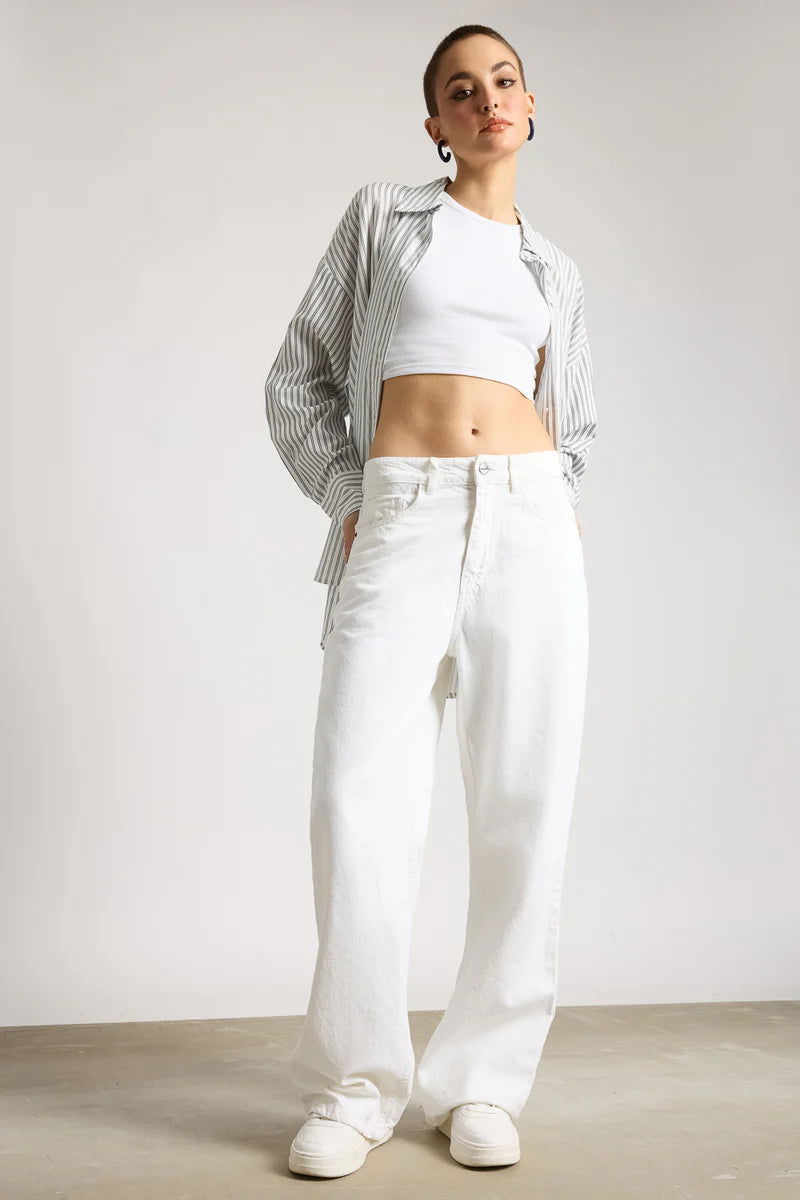 IMSONS White High-Waist Loose Straight  Jeans. - THE IMSONS