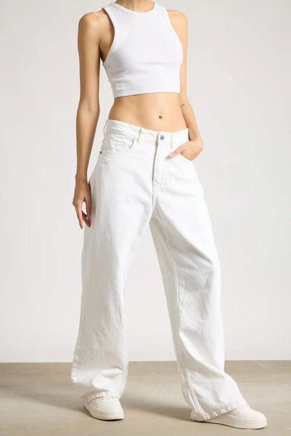 IMSONS White High-Waist Loose Straight  Jeans. - THE IMSONS