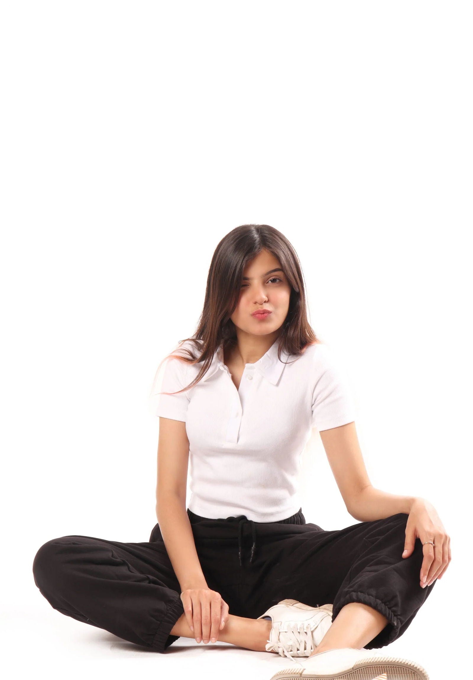 IMSONS Women Off-White Ribbed Collared Top - THE IMSONS
