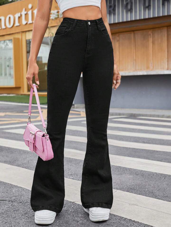 IMSONS Black High-Waist Flare Jeans.